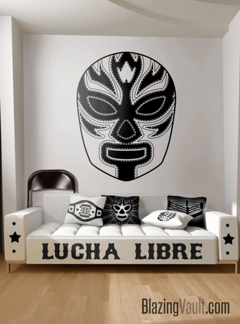 Luchador 2 Mask Wall Decal - Mexican Wrestling Sticker Mascara Lucha Libre Wrestler Nacho Wwe Impact Wresting By Blazing Vault - image 1
