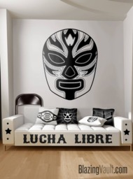 Luchador 2 Mask Wall Decal - Mexican Wrestling Sticker Mascara Lucha Libre Wrestler Nacho Wwe Impact Wresting By Blazing Vault