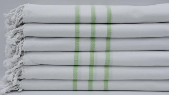 "100% Cotton Towel, Bohemian Towel, Light Green Striped Towel, Peshtemals, Turkish Towel, 3 Towel, 40""x70" - image 1