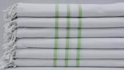 "100% Cotton Towel, Bohemian Towel, Light Green Striped Towel, Peshtemals, Turkish Towel, 3 Towel, 40""x70" - thumbnail 1
