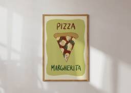 Poster Pizza, Margherita Illustration/Art Print Dolce Vita Italy, Kitchen, Food - thumbnail 1