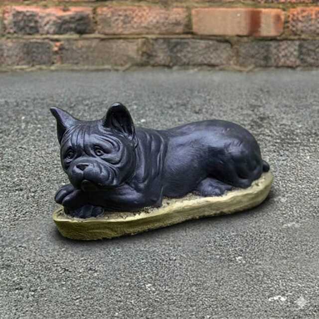 Lying Concrete French Bulldog Statue Garden Dog Sculpture Cute Pet Decor Outdoor Stone Puppy Figure Memorial Lawn Ornament Yard Art - image 1