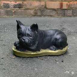 Lying Concrete French Bulldog Statue Garden Dog Sculpture Cute Pet Decor Outdoor Stone Puppy Figure Memorial Lawn Ornament Yard Art - thumbnail 3