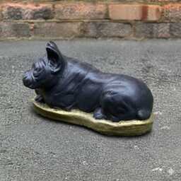 Lying Concrete French Bulldog Statue Garden Dog Sculpture Cute Pet Decor Outdoor Stone Puppy Figure Memorial Lawn Ornament Yard Art - thumbnail 4