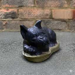Lying Concrete French Bulldog Statue Garden Dog Sculpture Cute Pet Decor Outdoor Stone Puppy Figure Memorial Lawn Ornament Yard Art - thumbnail 2