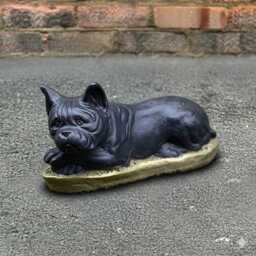 Lying Concrete French Bulldog Statue Garden Dog Sculpture Cute Pet Decor Outdoor Stone Puppy Figure Memorial Lawn Ornament Yard Art - thumbnail 1