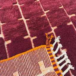 Moroccan Rug , Dark Red Beni Ourain 4x6, Handmade Wool Area Rugs For Living Room Berber Azilal - thumbnail 3