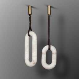 White Marble Pendant Light - Brushed Brass Led Chandelier - thumbnail 3