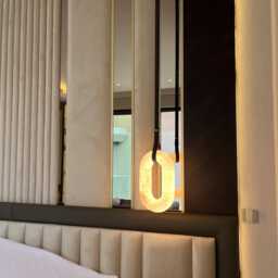 White Marble Pendant Light - Brushed Brass Led Chandelier - thumbnail 2