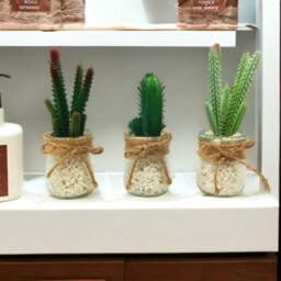 Faux Succulent Set Potted Artificial Plants in Glass With White Stones - thumbnail 2