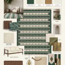 Forest Green Tribal Kilim Rug - Handwoven Cotton Flatweave With Southwestern Stripe Design For Living Room & Bedroom in Custom Options - thumbnail 3