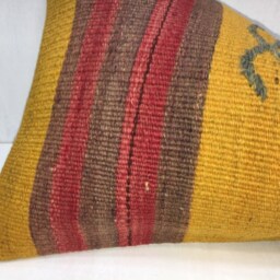 Vintage Turkish Kilim Pillow Cover, Handwoven Lumbar Cushion - 12x24 - thumbnail 3