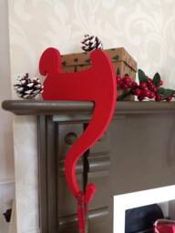 Santa Sleigh Christmas Stocking Hanger, Festive Red Mantel Hook - thumbnail 1