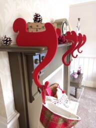 Santa Sleigh Christmas Stocking Hanger, Festive Red Mantel Hook - thumbnail 3