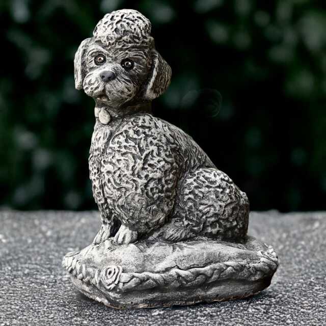 Stone Poodle Figurine Concrete Dog Statue Outdoor Memorial Sculpture Cement Pet Ornament Animal Decoration Lover Gift Yard Art - image 1