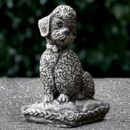 Stone Poodle Figurine Concrete Dog Statue Outdoor Memorial Sculpture Cement Pet Ornament Animal Decoration Lover Gift Yard Art - thumbnail 3