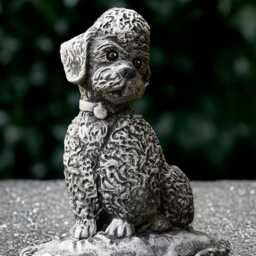Stone Poodle Figurine Concrete Dog Statue Outdoor Memorial Sculpture Cement Pet Ornament Animal Decoration Lover Gift Yard Art - thumbnail 2