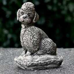 Stone Poodle Figurine Concrete Dog Statue Outdoor Memorial Sculpture Cement Pet Ornament Animal Decoration Lover Gift Yard Art - thumbnail 1