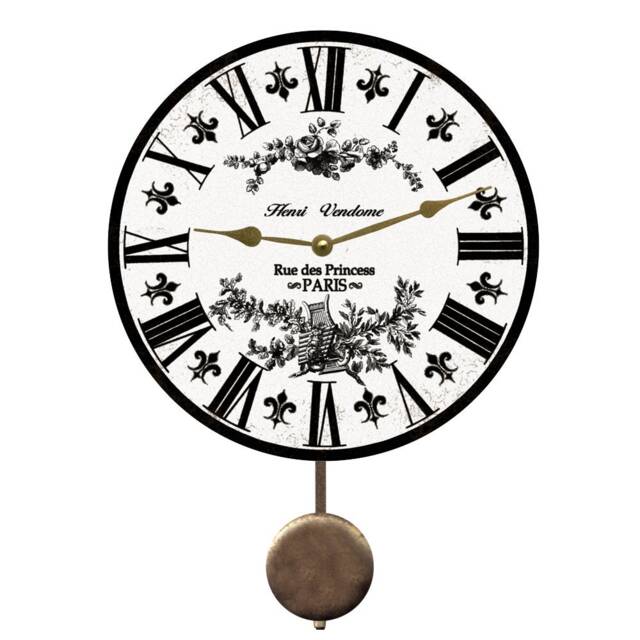 White Pendulum Clock - & Black French Toile Clock - image 1
