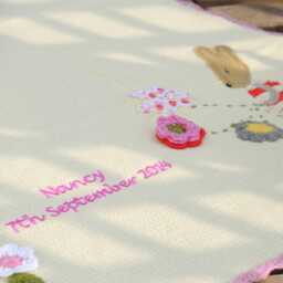 Personalised Knitted Rabbit Baby Blanket Small - thumbnail 2
