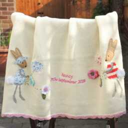 Personalised Knitted Rabbit Baby Blanket Small - thumbnail 3