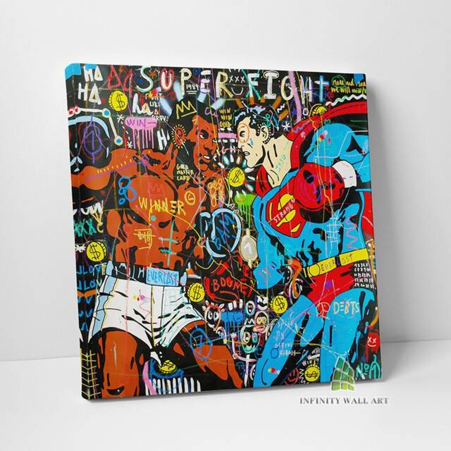Graffiti Ali V Hero Fight Canvas Art Wall Print Picture Banksy Style Framed Home Decor -D601 - image 1