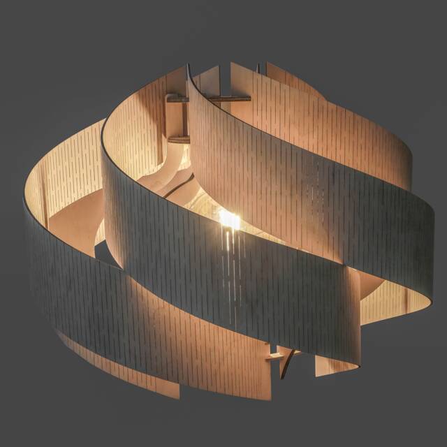 Wood Pendant Light - Modern Birch Plywood Chandelier The Secret - image 1