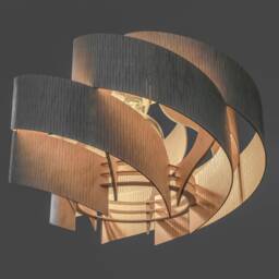 Wood Pendant Light - Modern Birch Plywood Chandelier The Secret - thumbnail 2