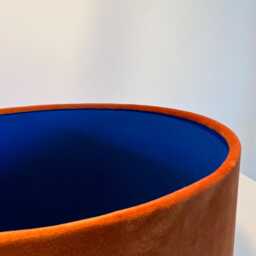 Burnt Orange Velvet Drum Lampshade, Double Sided Lampshade With Royal Blue Cotton Interior - thumbnail 3