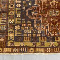 2x4 Accent Rug - Afghan Tribal Hand-Knotted Wool Carpet Brown & Navy Geometric Design Small Area For Living Room , Bedroom Gift - thumbnail 4