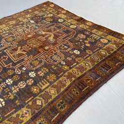 2x4 Accent Rug - Afghan Tribal Hand-Knotted Wool Carpet Brown & Navy Geometric Design Small Area For Living Room , Bedroom Gift - thumbnail 3