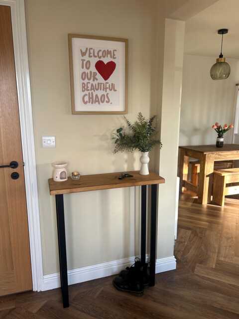 Handmade Wooden Console Table With Box Section Industrial Legs - image 1
