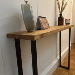 Handmade Wooden Console Table With Box Section Industrial Legs - thumbnail 3
