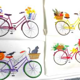 Embroidered Fall Bike Pillow Cover Canvas Or Linen, November Decor - thumbnail 3