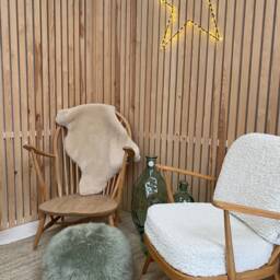 Sage Green Genuine Sheepskin Poufee, Footstool, Sheepskin - thumbnail 2