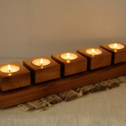 Wood Candle Holder, Modern Holder Wood, Wood Tealight Wedding Centerpiece, Woodland Baby Shower, Rustic Wedding, Decor - thumbnail 2