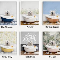 Polar Bear Shaking Head in A Bath Print, Bathing, Funny Bathroom Animal Bathtub, Tub Whimsy - thumbnail 3