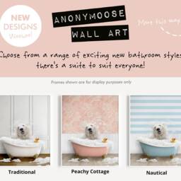 Polar Bear Shaking Head in A Bath Print, Bathing, Funny Bathroom Animal Bathtub, Tub Whimsy - thumbnail 2