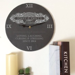 Personalised Couples Slate Clock With Intricate Design - Customised Anniversary Gift Heart-Warming Message Housewarming New Home - thumbnail 2