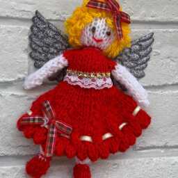 Hand Knitted Christmas Fairy Angel Ornament, Tree Topper , Gift - thumbnail 2