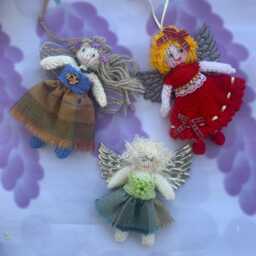 Hand Knitted Christmas Fairy Angel Ornament, Tree Topper , Gift - thumbnail 1