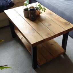 Handmade Solid Wood Coffee Table Heavy Duty Living Room Furniture - thumbnail 2