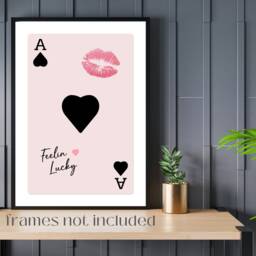 Vintage Pool Ball Print, Lucky 8 Wall Art, Disco Poster, Pink Ace Playing Card - thumbnail 2