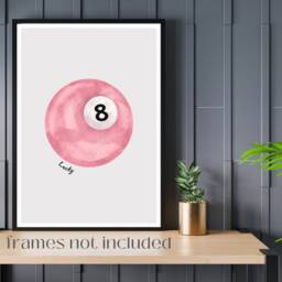 Vintage Pool Ball Print, Lucky 8 Wall Art, Disco Poster, Pink Ace Playing Card - thumbnail 3