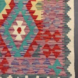Handmade Kilim Runner, Artisan Afghan Turkish Aztec Sheep Wool Runner Rug 293x81 cm - thumbnail 2