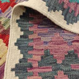 Handmade Kilim Runner, Artisan Afghan Turkish Aztec Sheep Wool Runner Rug 293x81 cm - thumbnail 3