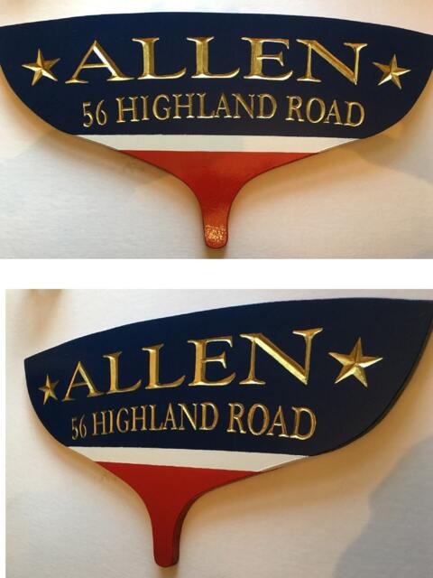 Custom Carved Name Board Sign in Transom Sailboat Shape - image 1