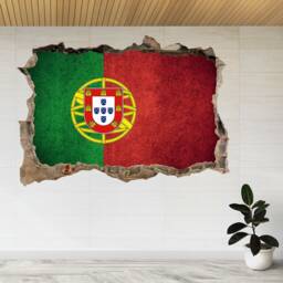 Flag Of Portugal Portuguese Rough 3D Smashed View Wall Sticker Poster Decal A972