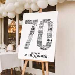 70Th Birthday Gift - Personalized Life Story Number 70 Word Art Print - thumbnail 1