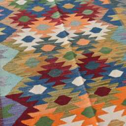 Handwoven Afghan Kilim Rug Geometric Wool Tribal Rug - 5.11x3.11 Ft - thumbnail 3